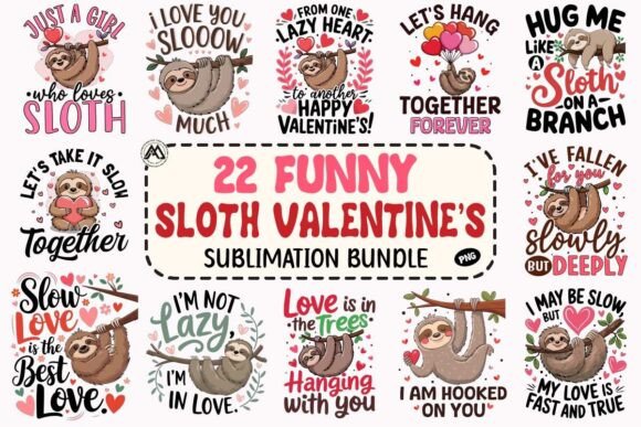 Download Sloth Valentine's Graphic Bundle - Graphic Collection